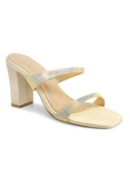 Women Gold Casusal Heels Sandals