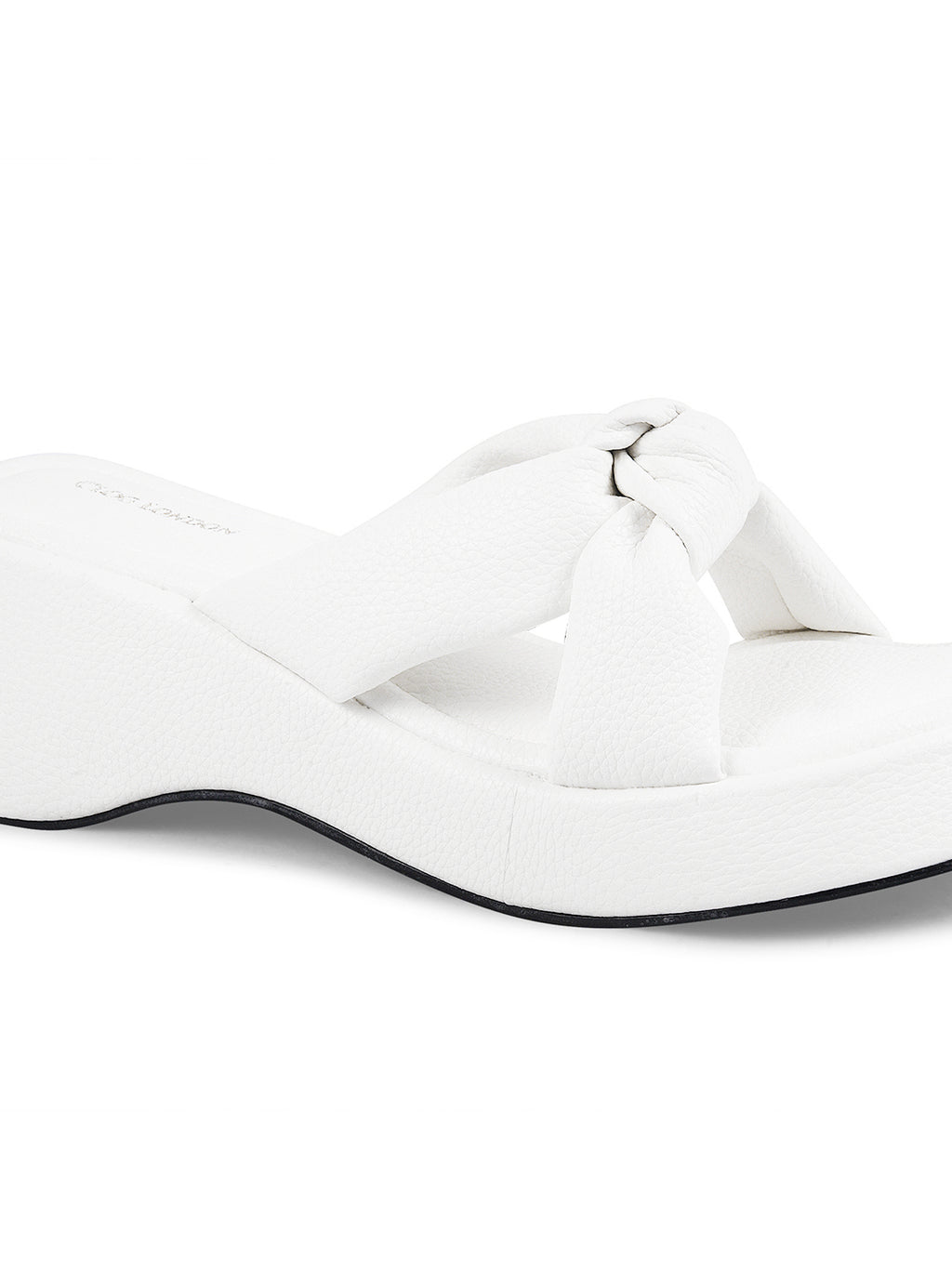 Women White Wedge Slip Heel