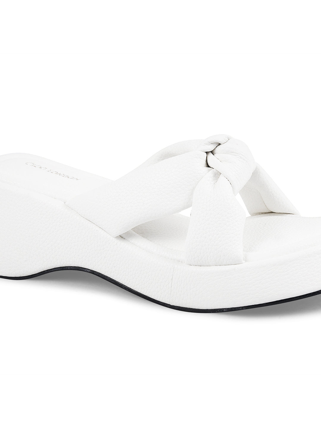 Women White Wedge Slip Heel