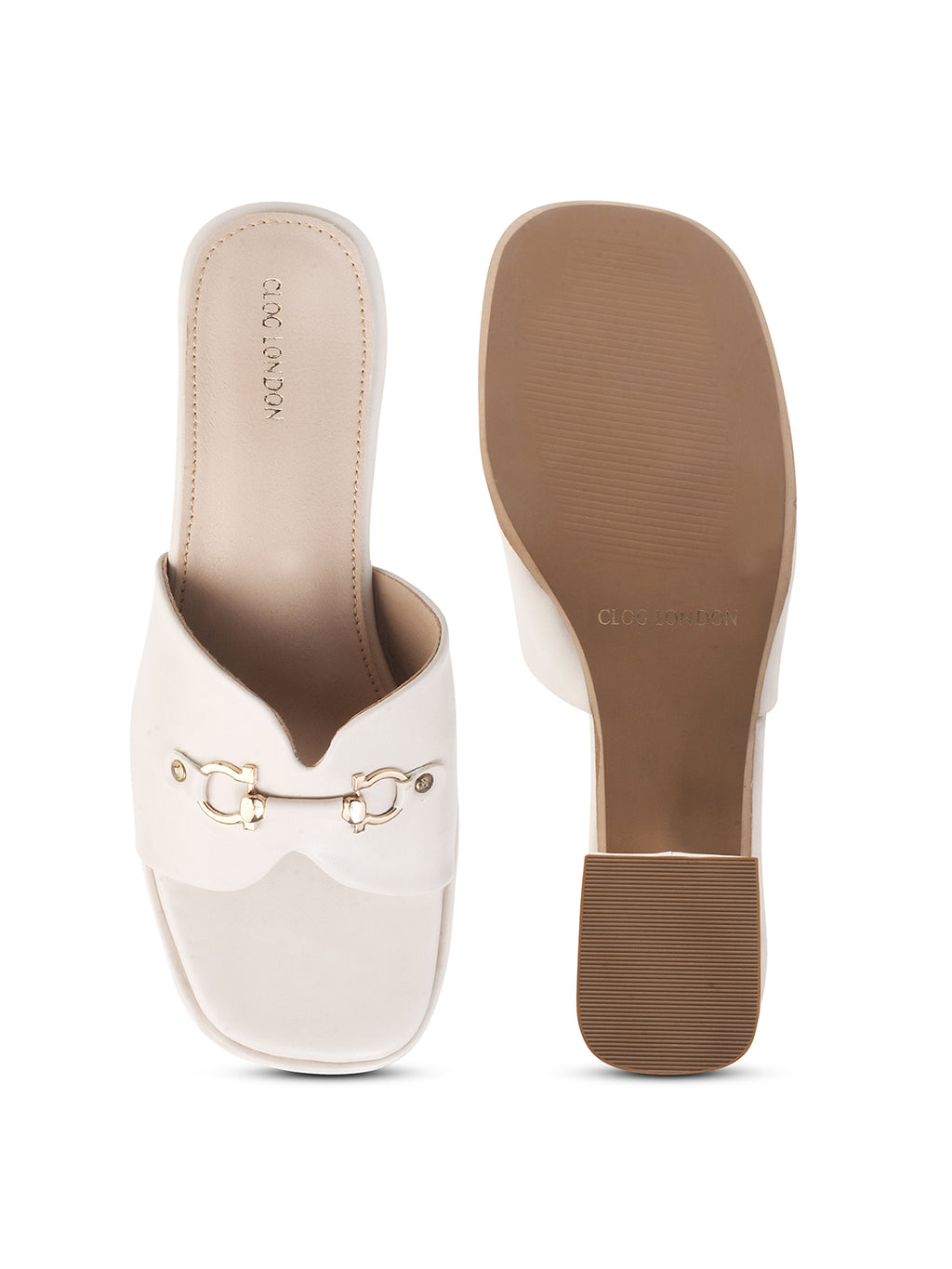 Women Casual Slip-On Block Heels Cream