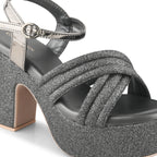 Women Black Party Platform Heel Sandals