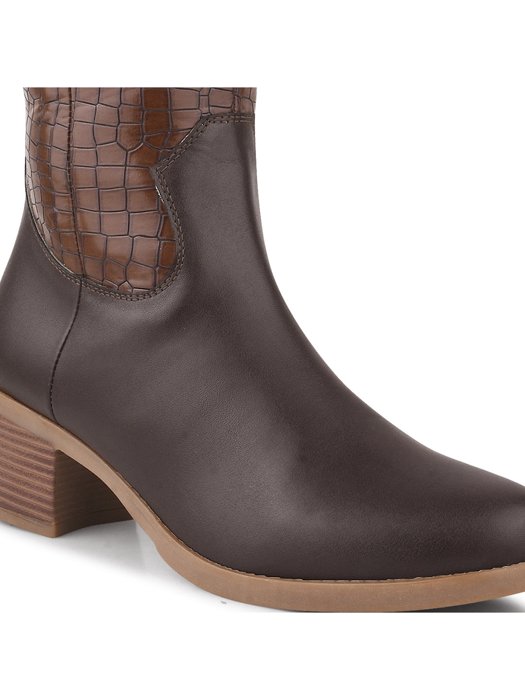 Women Brown Ankle Length Side Zipper Boots