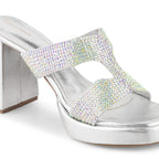 Women Silver Heeled Sandals