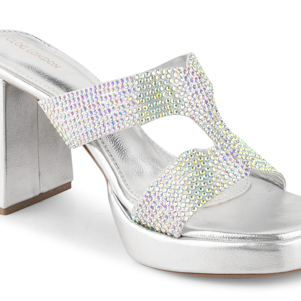 Women Silver Heeled Sandals