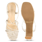 Womens Cream Sandals Heels
