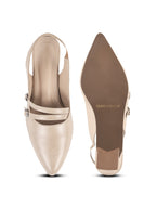 Women Beige Pumps Heeled Sandal with Adjustable Ankle Strap