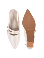 Women Beige Pumps Heeled Sandal with Adjustable Ankle Strap