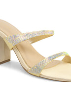 Women Gold Casusal Heels Sandals