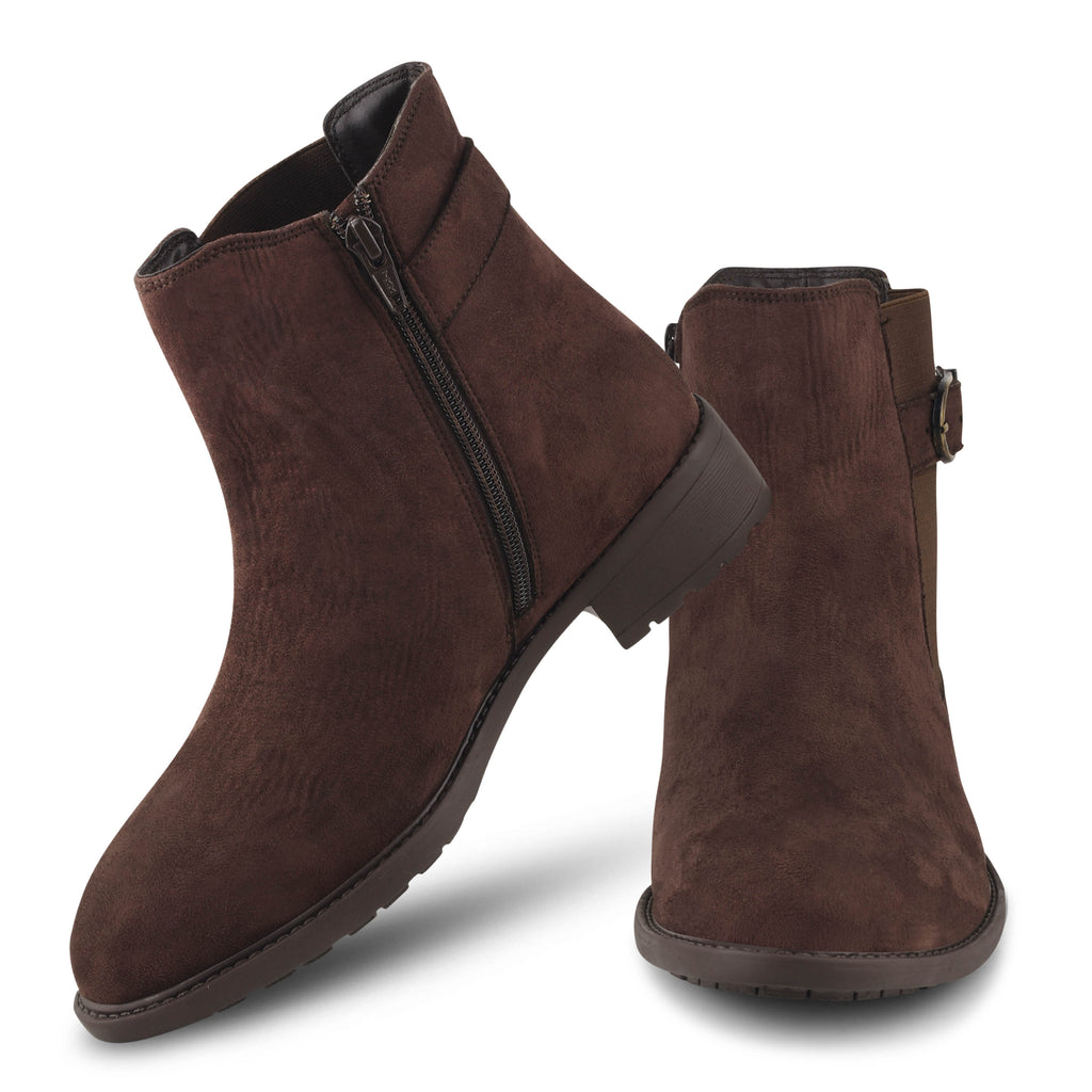 Women Brown Casual Block Heeled Boots