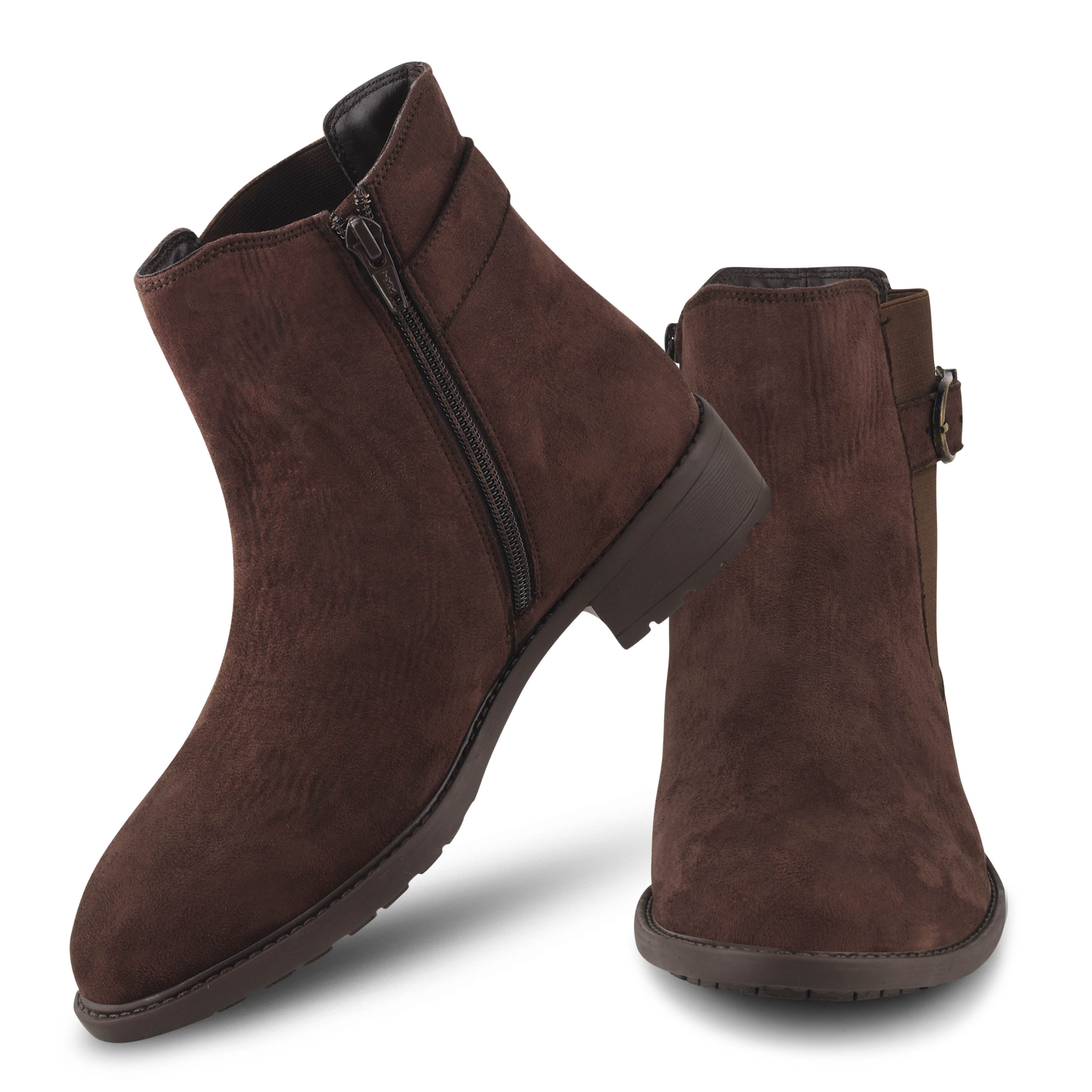 Women Brown Casual Block Heeled Boots
