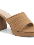 Womens Block Slip-On Heels