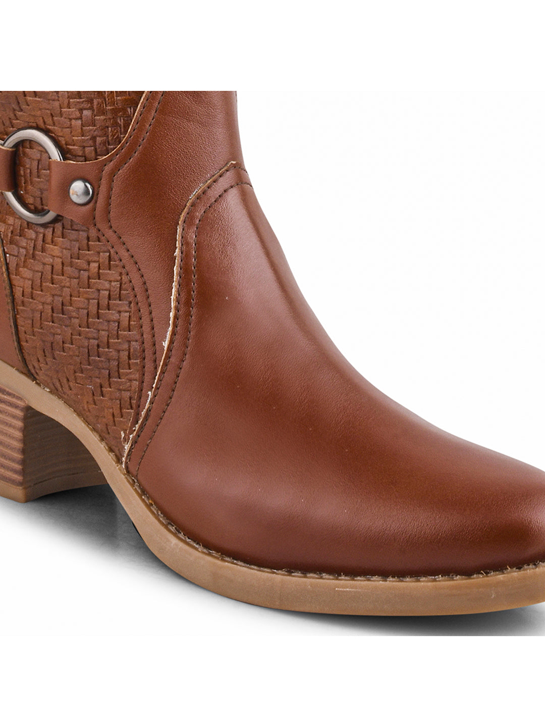 Women Tan Ankle Length Side Zipper Boots