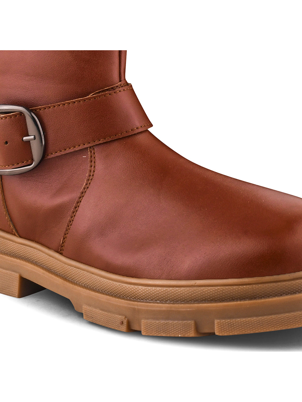 Women Tan Block Heeled Boots