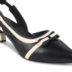 Women Pumps Black Heeled Sandal with Adjustable Ankle Strap