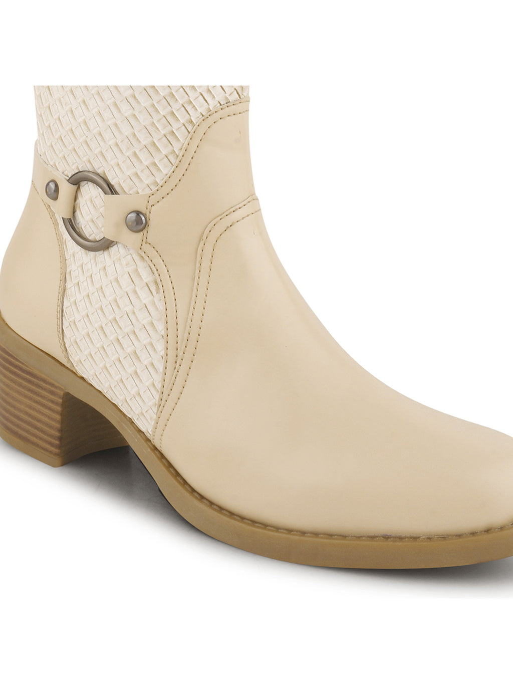 Women Tan Ankle Length Side Zipper Boots