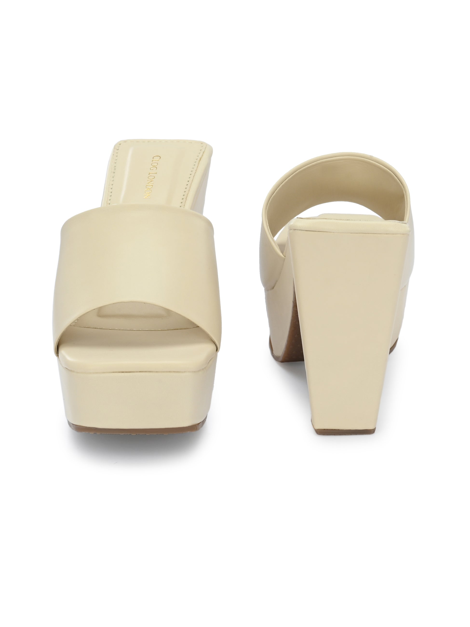 Women Cream Casual Heels Sandals