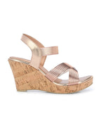 Women Copper Open Toe Wedge Heeled Sandals