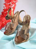 Women Copper Open Toe Wedge Heeled Sandals
