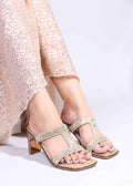 Women Copper Block Heels Sandals