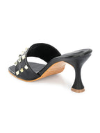 Women Black Comfortable Heel Sandals