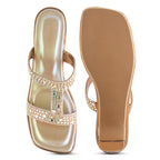 Women Copper Block Heels Sandals