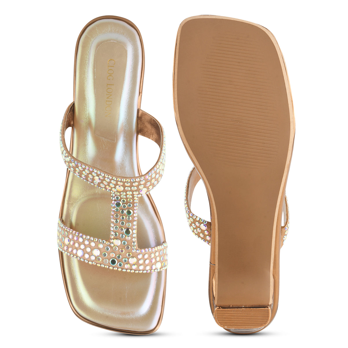 Women Copper Block Heels Sandals