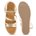 Women Gold Wedges Heeled Sandals