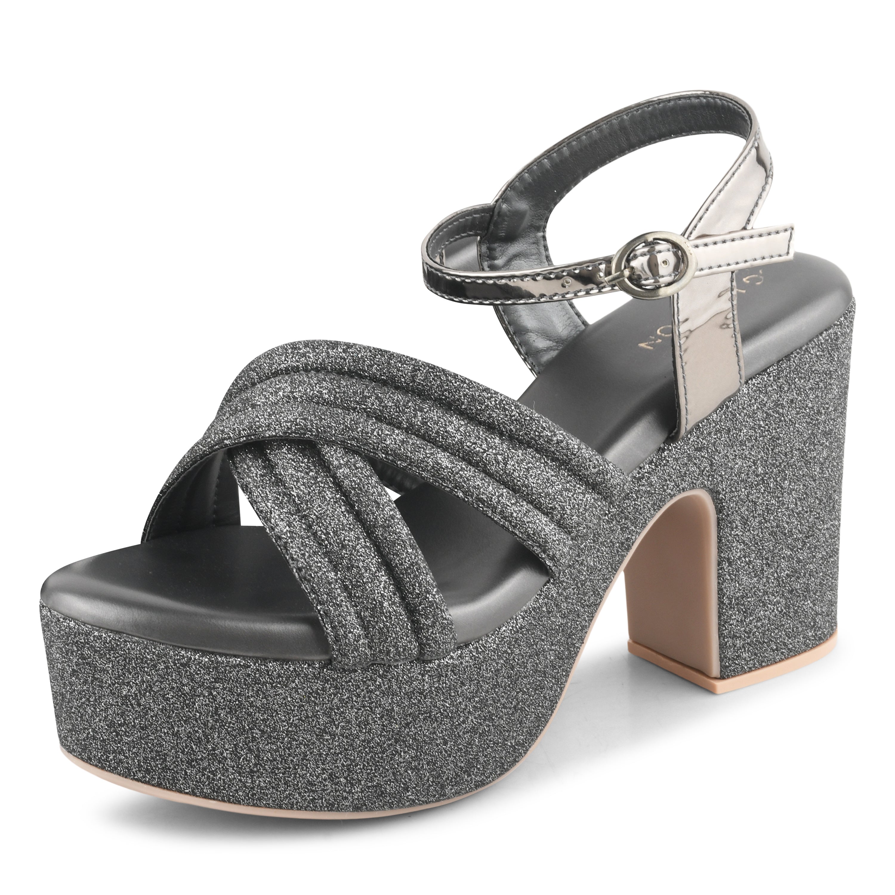 Women Black Party Platform Heel Sandals