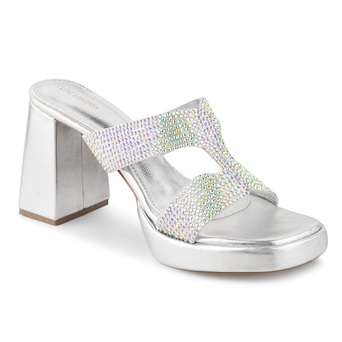 Women Silver Heeled Sandals