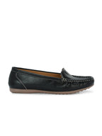 Women Black Causal Ballerinas Textured Loafers