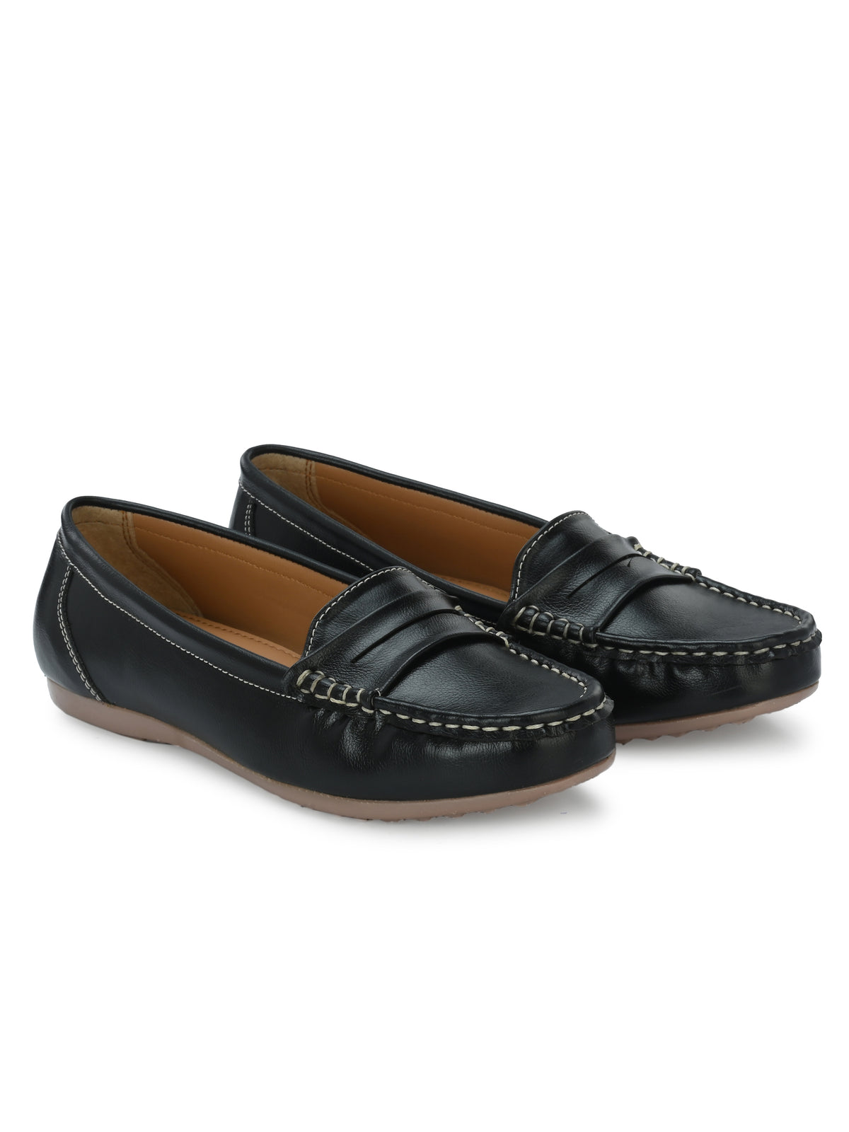 Women Black Textured Casual Loafers