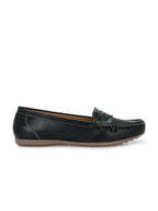 Women Black Textured Casual Loafers
