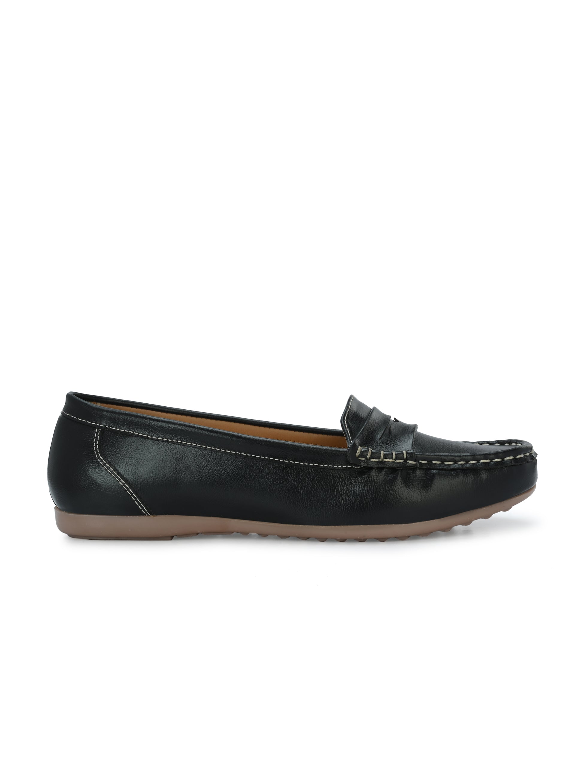 Women Black Textured Casual Loafers