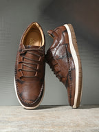 Men's Textured Leathers Sneakers Shoes