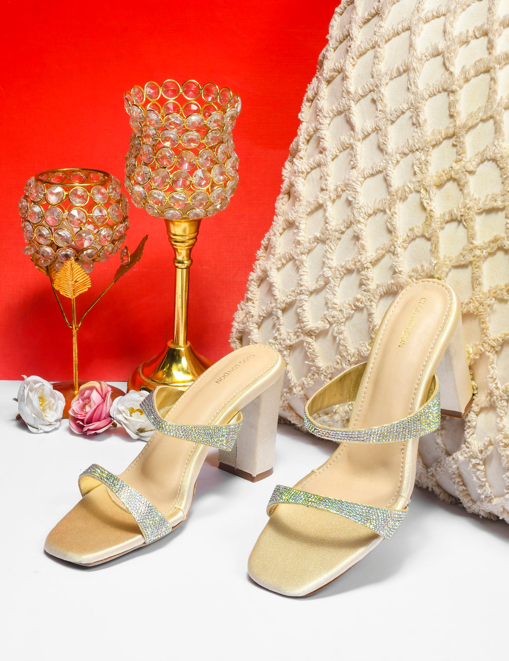 Women Gold Casusal Heels Sandals