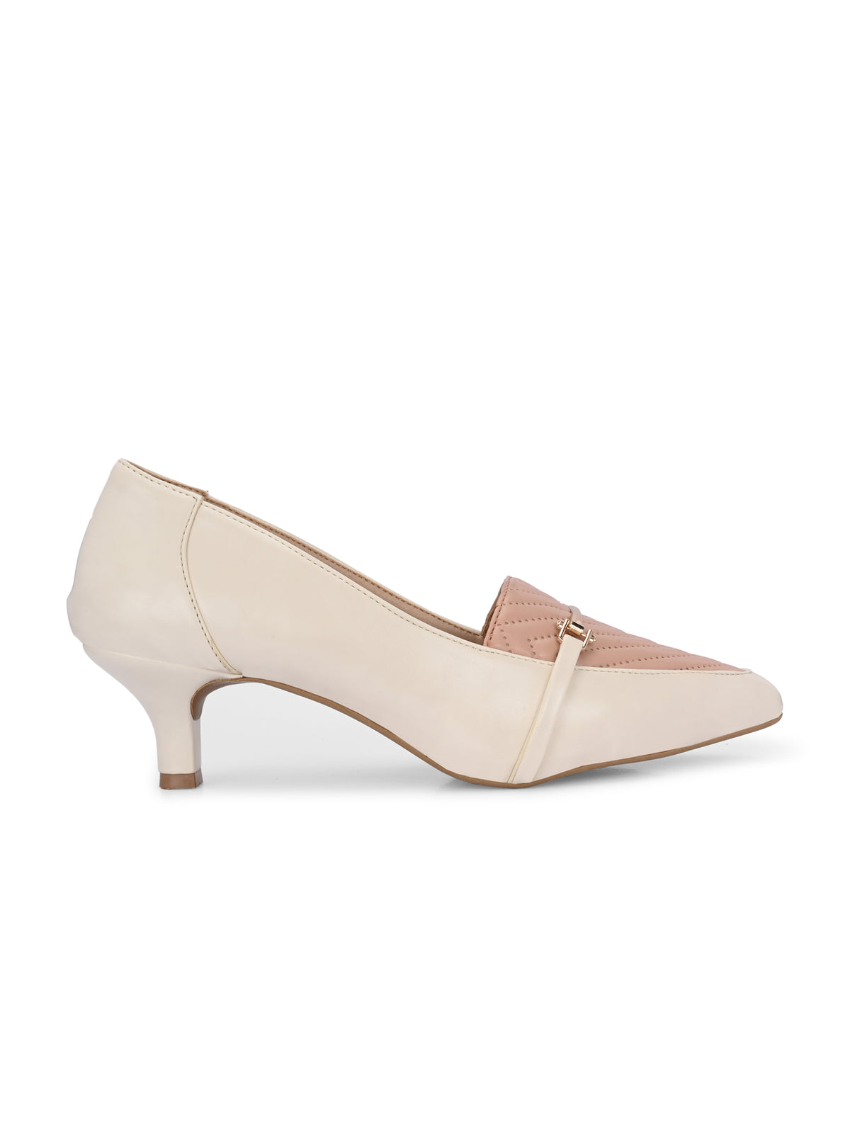 Women Off-White Kitten Pumps Heel Sandals