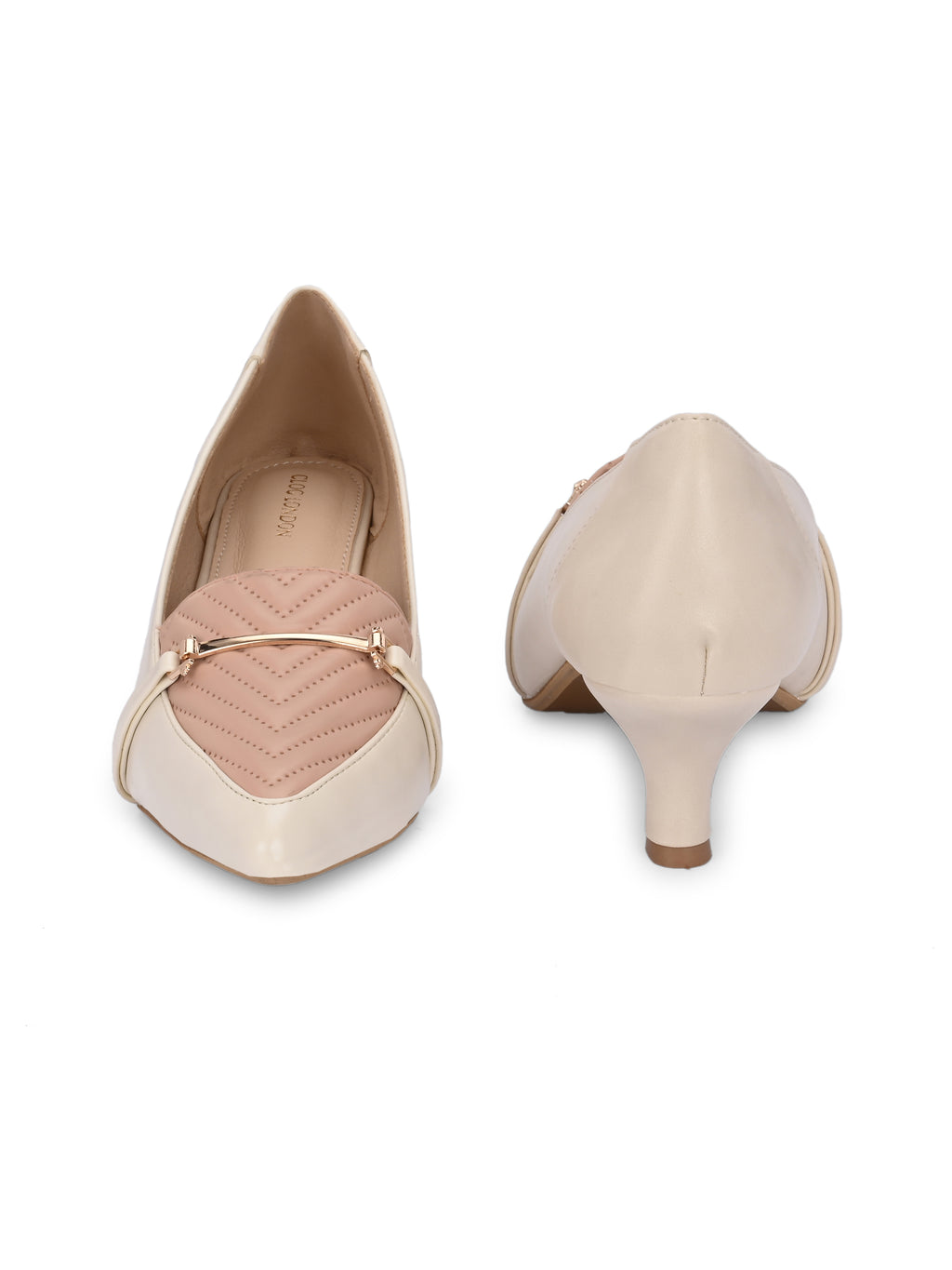 Women Off-White Kitten Pumps Heel Sandals