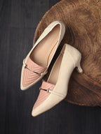 Women Off-White Kitten Pumps Heel Sandals