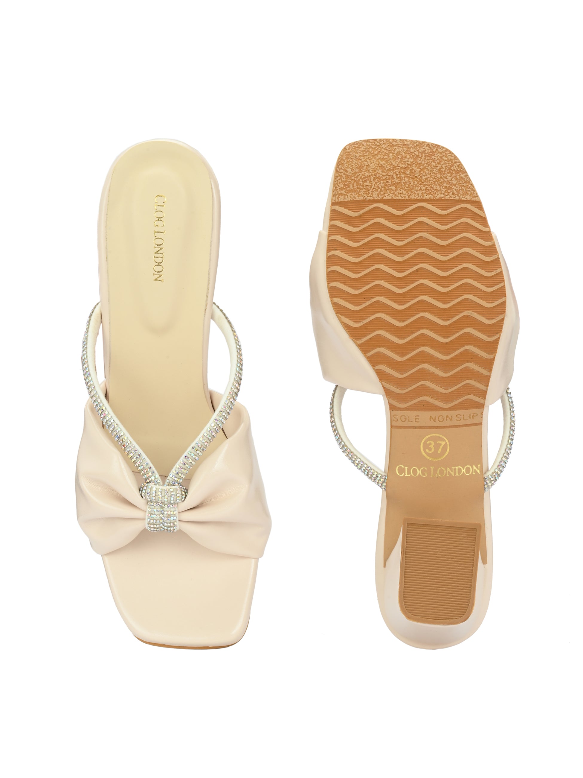 Women Off-White Block Heels Sandals