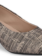 Women Pumps Copper Printed Pointed Toe Block Heeled Sandals