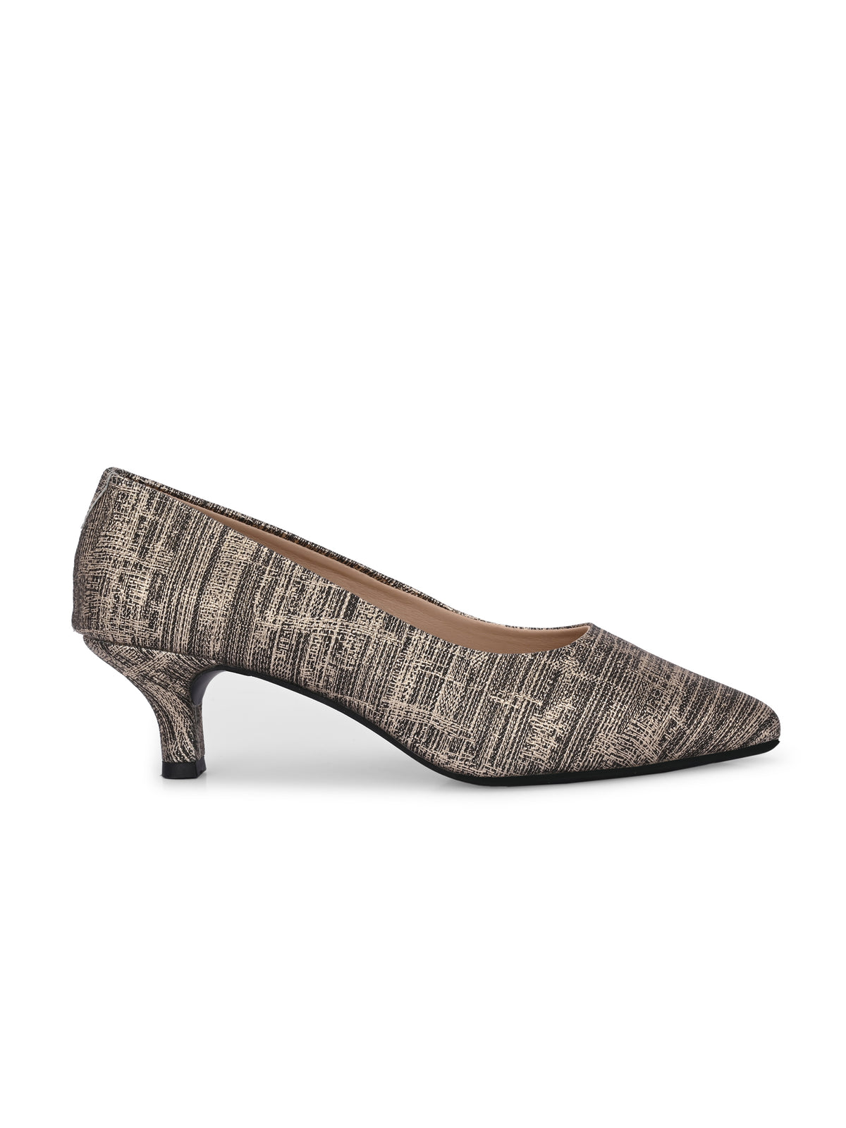 Women Pumps Copper Printed Pointed Toe Block Heeled Sandals