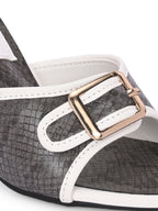 Women Black & White Slim Heels Pumps