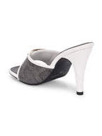 Women Black & White Slim Heels Pumps