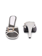 Women Black & White Slim Heels Pumps