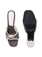 Women Black & White Slim Heels Pumps