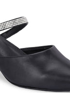 Women Black Block Pumps Heeled Sandals