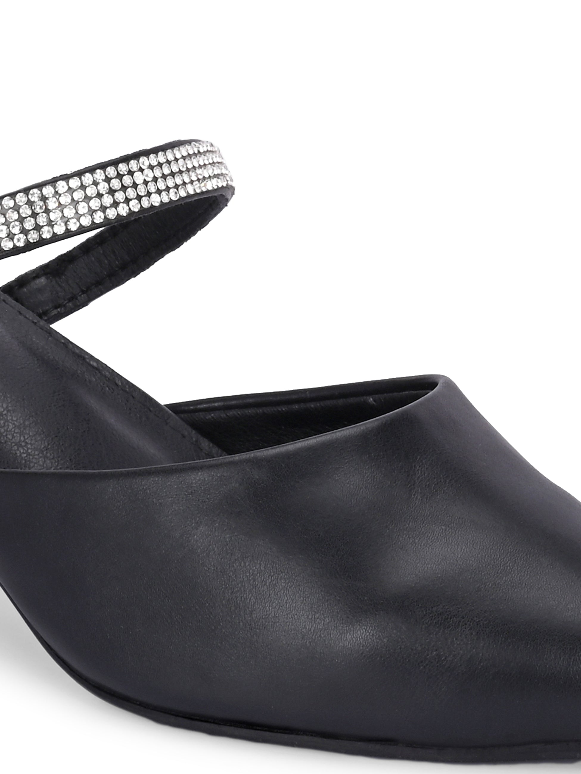 Women Black Block Pumps Heeled Sandals
