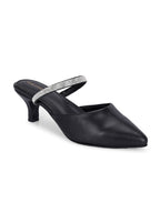 Women Black Block Pumps Heeled Sandals
