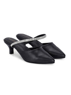 Women Black Block Pumps Heeled Sandals