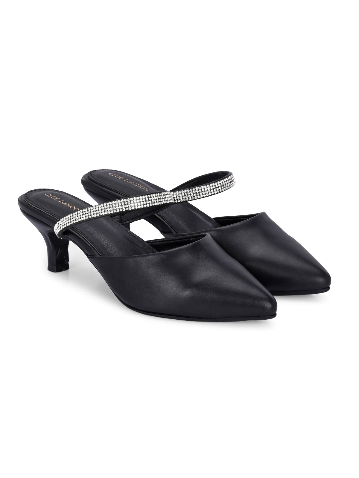 Women Black Block Pumps Heeled Sandals